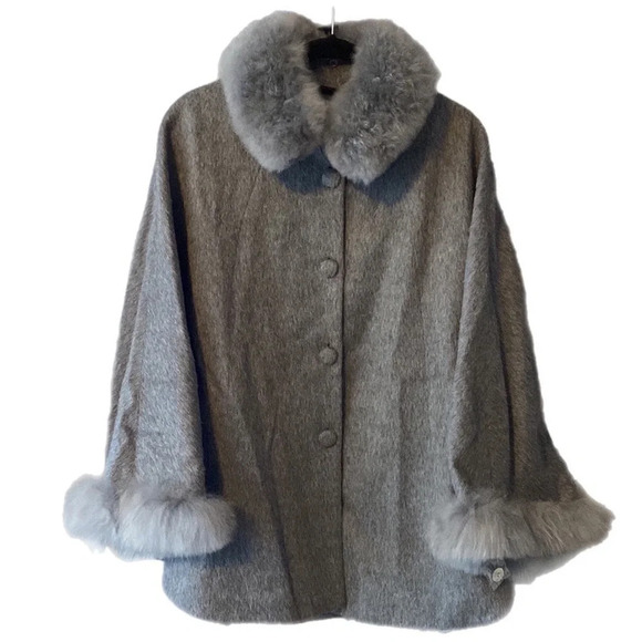 NWOT Baby Alpaca Cape by Schweitzer Linen Made in Peru - Picture 2 of 16